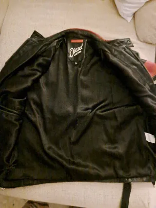 Chaqueta Cuero Hombre Diesel Negra Roja