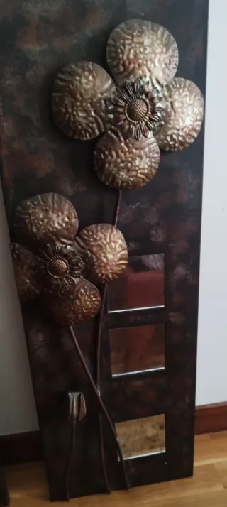 Cuadro Bronce Flor y Espejos