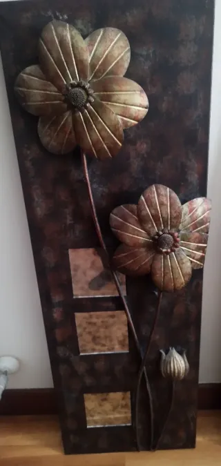 Cuadro Bronce Flor y Espejos