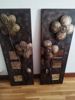 Cuadro Bronce Flor y Espejos