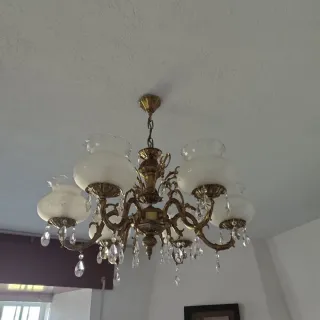 Lámpara de lágrimas dorada y cristal