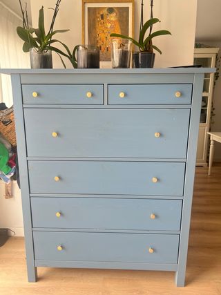 Cajonera Ikea Azul con Tiradores Dorados
