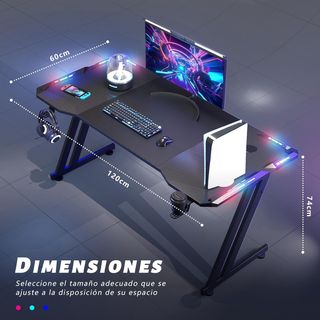 URGENTE Mesa Gaming RGB LED 120cm Escritorio Gamer