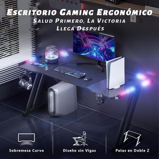 URGENTE Mesa Gaming RGB LED 120cm Escritorio Gamer
