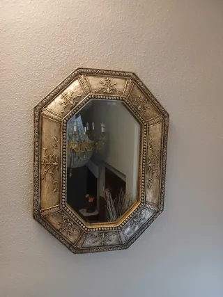 Espejo Octogonal Dorado y Plateado son 2