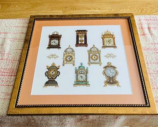 Cuadro Punto de Cruz Relojes Antiguos