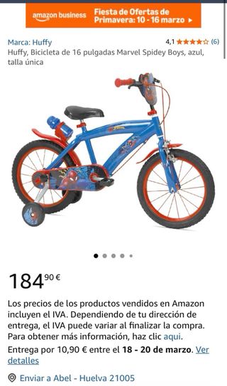 Bicicleta Spiderman 16'' con ruedines