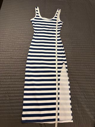 Vestido midi rayas con abertura