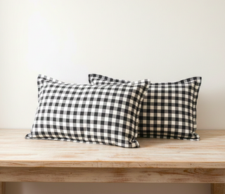 Pack 2 Fundas Cojín Vichy Negro 30x50