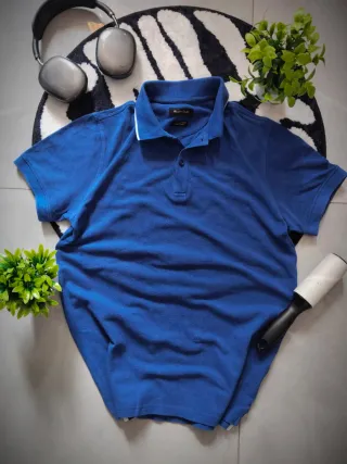 Polo Massimo Dutti Azul Manga Corta Talla S