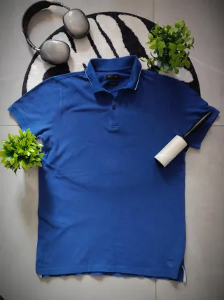 Polo Massimo Dutti Azul Manga Corta Talla S