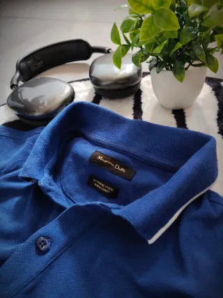 Polo Massimo Dutti Azul Manga Corta Talla S