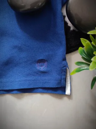 Polo Massimo Dutti Azul Manga Corta Talla S