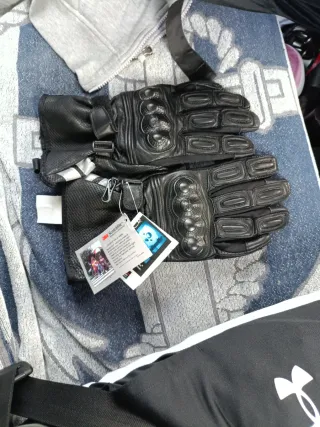 Guantes de Moto de Cuero Negros.talla 10