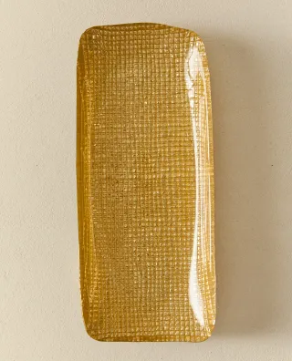 Zara Home FUENTE VIDRIO IRREGULAR DORADO Nuevo