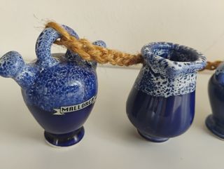 Set 5 vasetti ceramica blu da appendere
