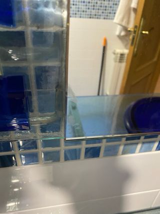 Mueble baño 1m con lavabo azul y grifo