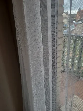 2 Visillos blancos con topos