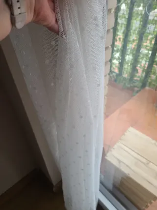 2 Visillos blancos con topos