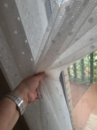 2 Visillos blancos con topos