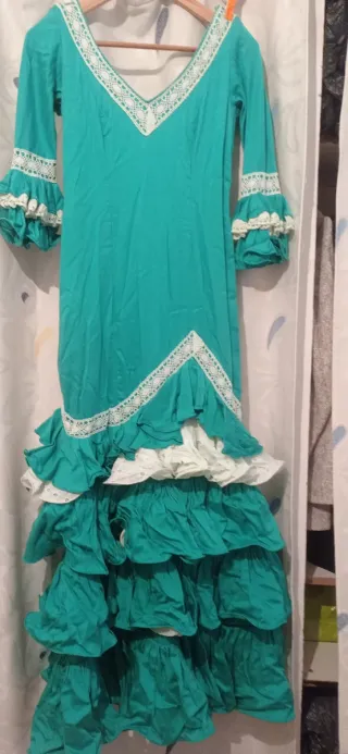 Traje Flamenca Verde Agua