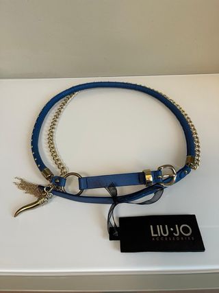 Cintura Liu Jo vera pelle blu e oro