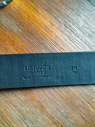 Cinturón Hermes Vintage Hebilla H Dorada Negro