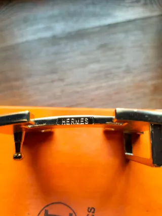 Cinturón Hermes Vintage Hebilla H Dorada Negro