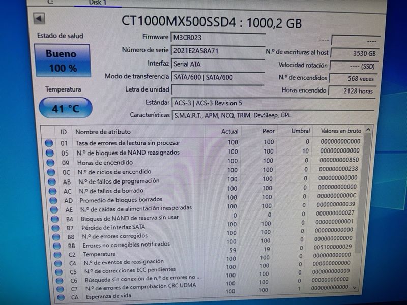 SSD Crucial MX500 1TB M.2 SATA (no NVMe). afbeelding 3