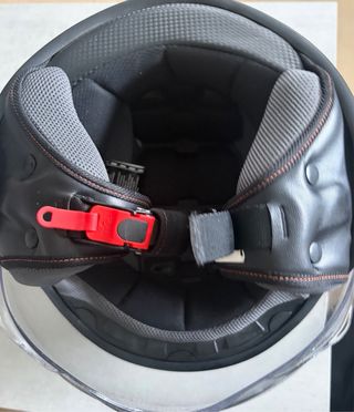 Casco Moto Vintage Negro  y bolsa de tela