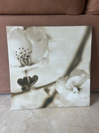 Cuadro decorativo flores sepia