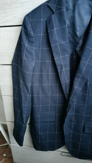 Traje juvenil cuadros azul marino