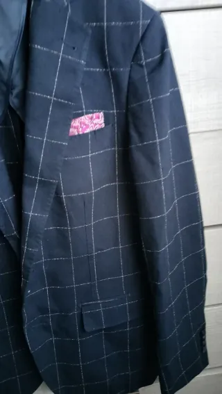 Traje juvenil cuadros azul marino