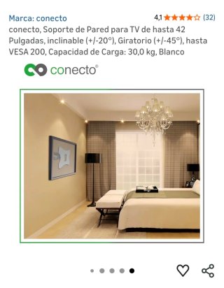 Soporte Pared TV/Monitor Conecto 42 Giratorio