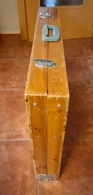 Mesa y 4 taburetes plegables madera para camping