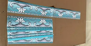 Striscia decorativa carta da parati blu e bianca