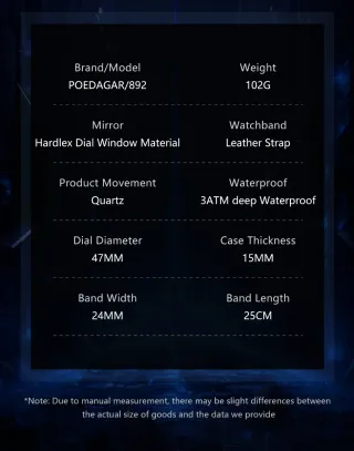 Reloj Poedagar Hombre Azul y Dorado