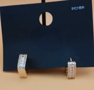 Pendientes Aro con Cristales Plateados Dorados