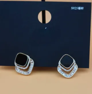 Pendientes Aro con Cristales Plateados Dorados