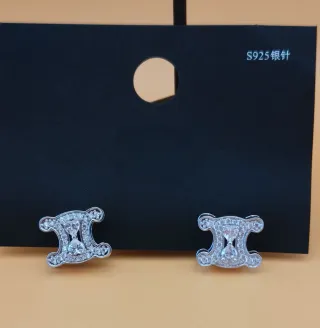 Pendientes Aro con Cristales Plateados Dorados