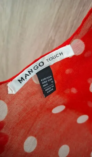 Maxi Foulard Mango Rojo Lunares Blancos 180cm