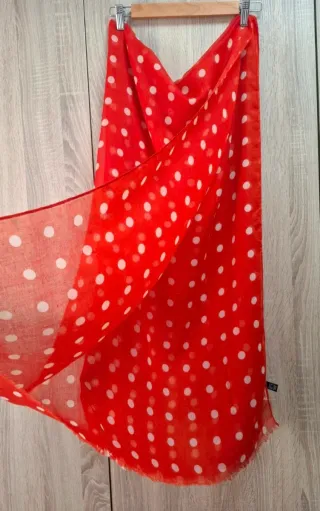 Maxi Foulard Mango Rojo Lunares Blancos 180cm