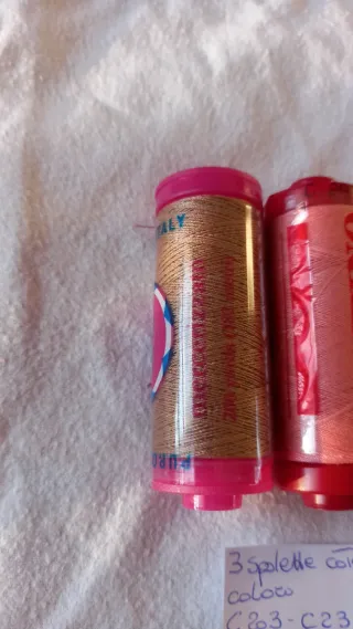 3 spolette cotone tonalità marrone rosa nuove cuci