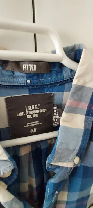 Camisa hombre H&M Cuadros Azul Talla L