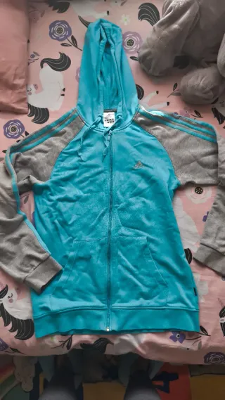 Sudadera Adidas Azul Turquesa y Gris