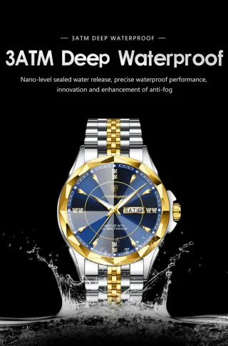 Reloj Poedagar Hombre Azul y Dorado