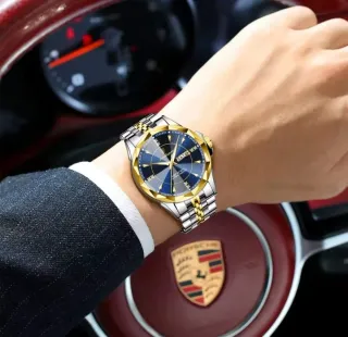 Reloj Poedagar Hombre Azul y Dorado