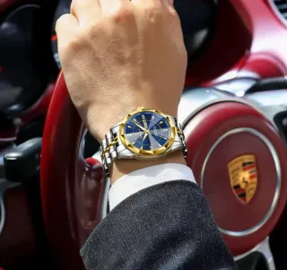 Reloj Poedagar Hombre Azul y Dorado