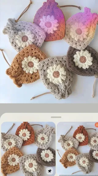 5 Cuadros Granny Crochet Algodón