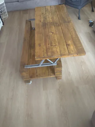 Mesa de centro elevable madera y metal